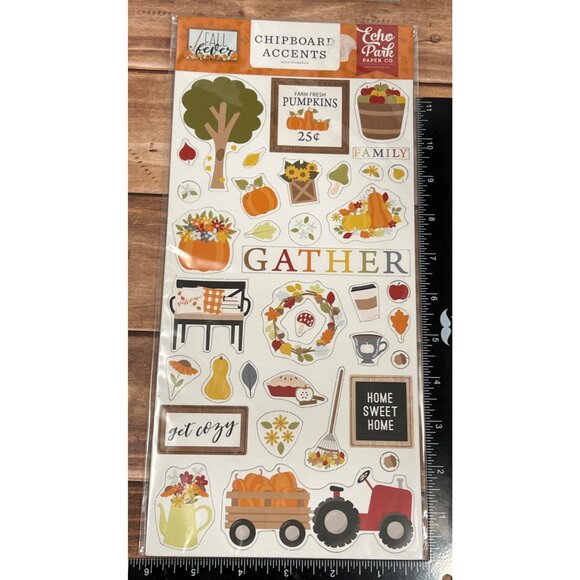 Echo Park Fall & Homemade Chipboard Accents & Frames Lot Of 3 AUTUMN - Picture 3 of 5